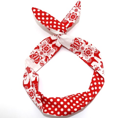 Wired headband red with - red, white