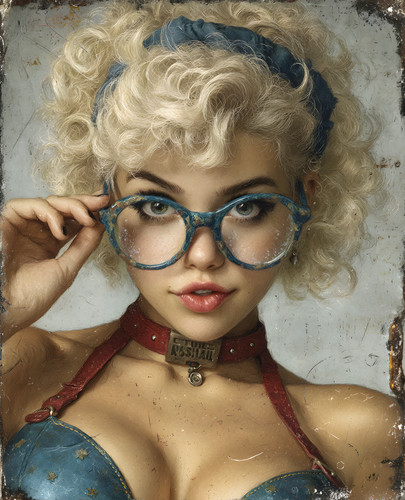 Pinup bionda occhiali - in, blu